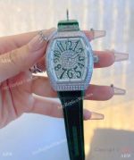 New Copy Franck Muller Vanguard Pave-Diamond Watches Green Gummy strap